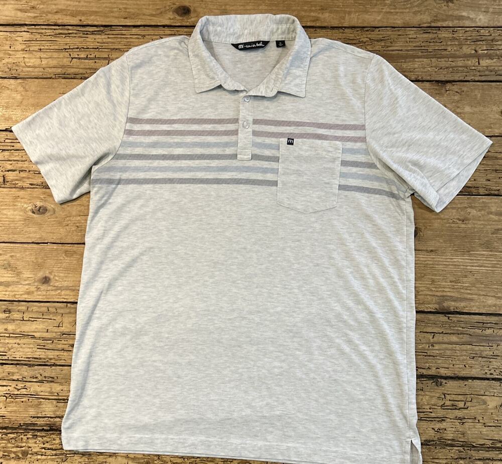 Travis Mathew Men’s Gray Striped Polo Shirts Size XL NWOT